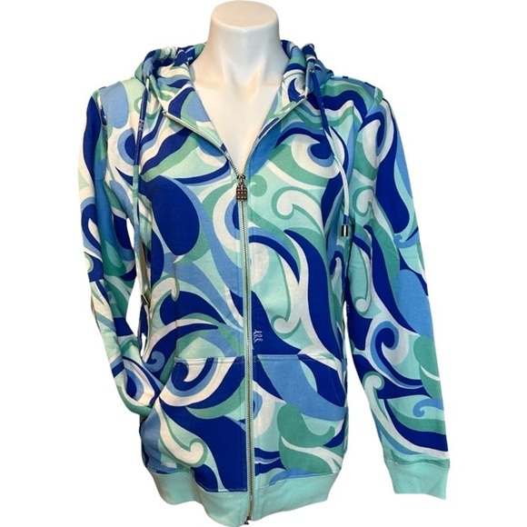 NWT Hill House Allie Zip-Up Ocean Kaleidoscope Fleece Jacket, size XS - Picture 4 of 12